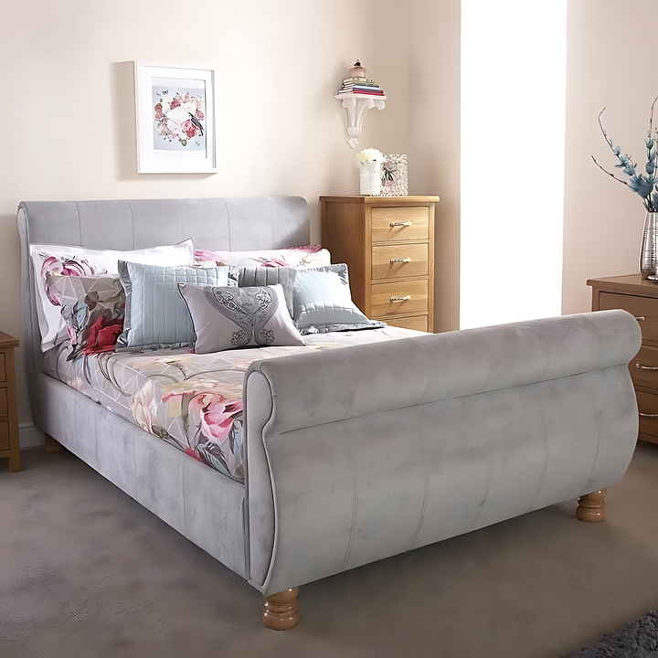 Elegant Sleigh Bed Frame - Customizable Comfort and Luxury