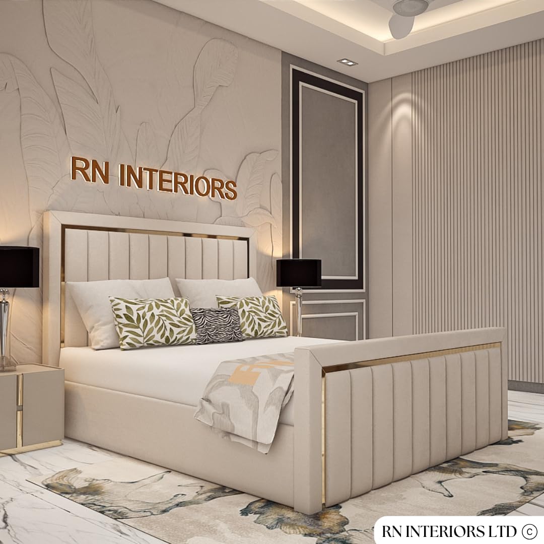 Elegant Tufted Mirror Bed Frame
