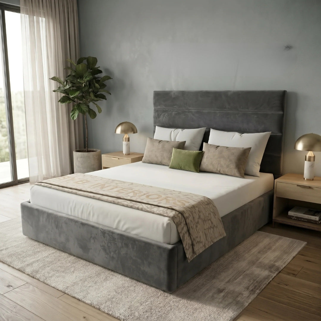 Luxury Upholstered Bed Frame – Padded Panel Headboard & Custom Sizes