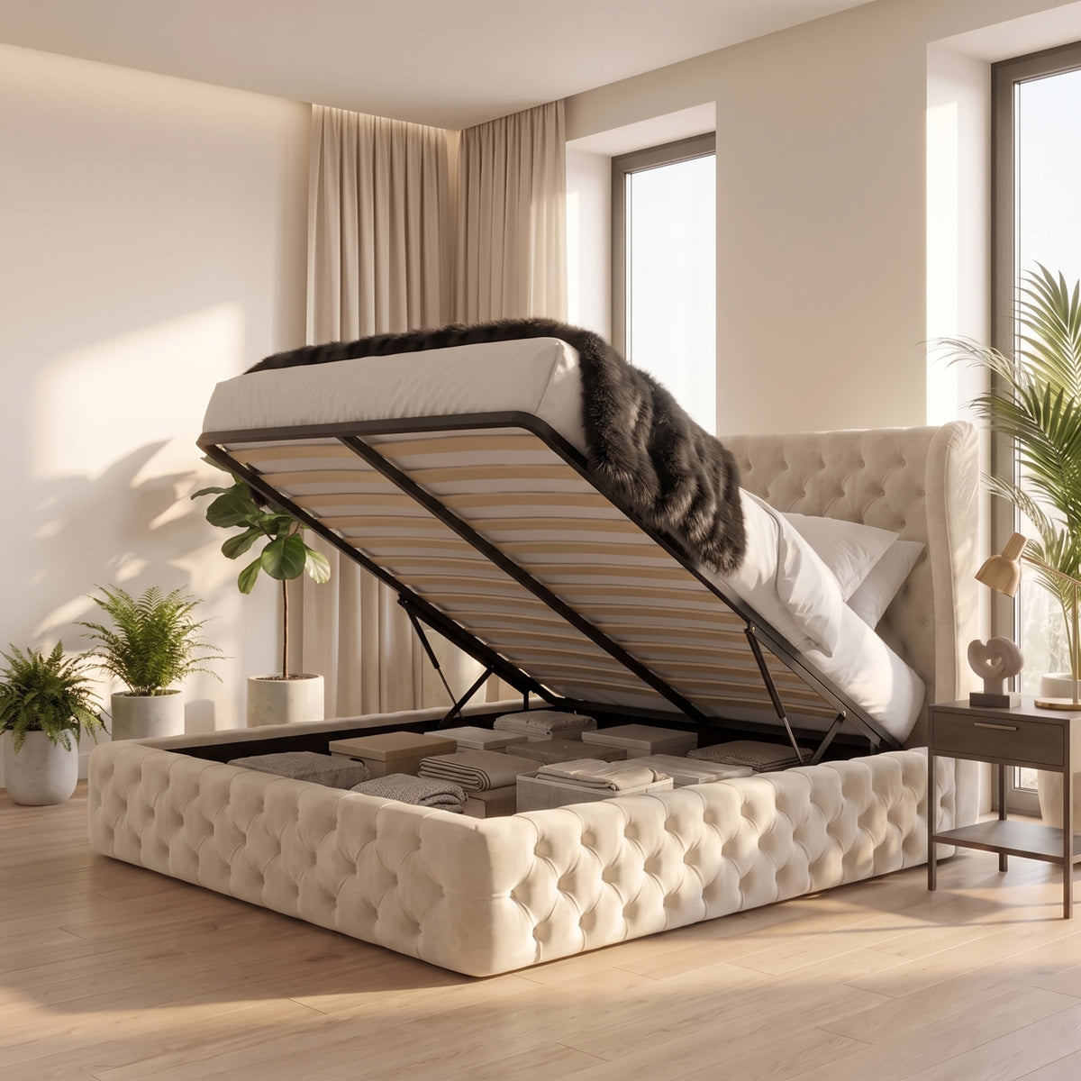 Cream Chesterfield Ambassador Bed With Mattress