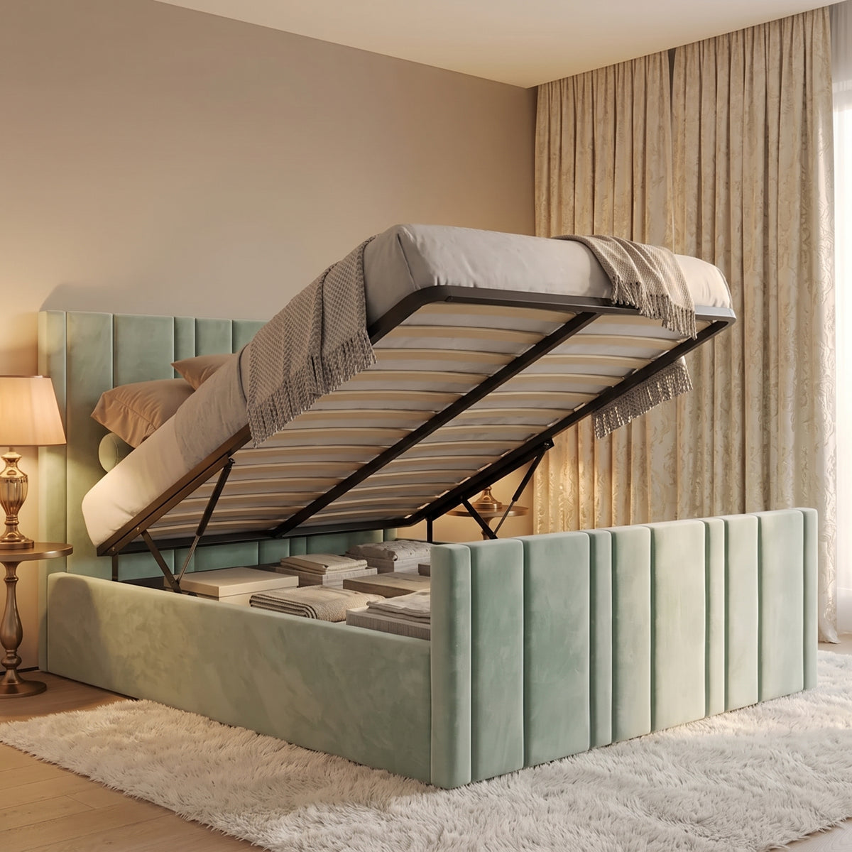Designer Bed Frame With Optional Storage and Mattress