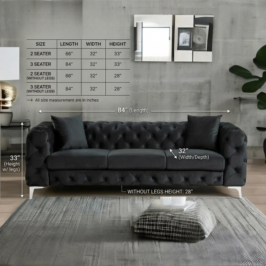 The Regent Noir 2-3 Seater Chesterfield Sofa