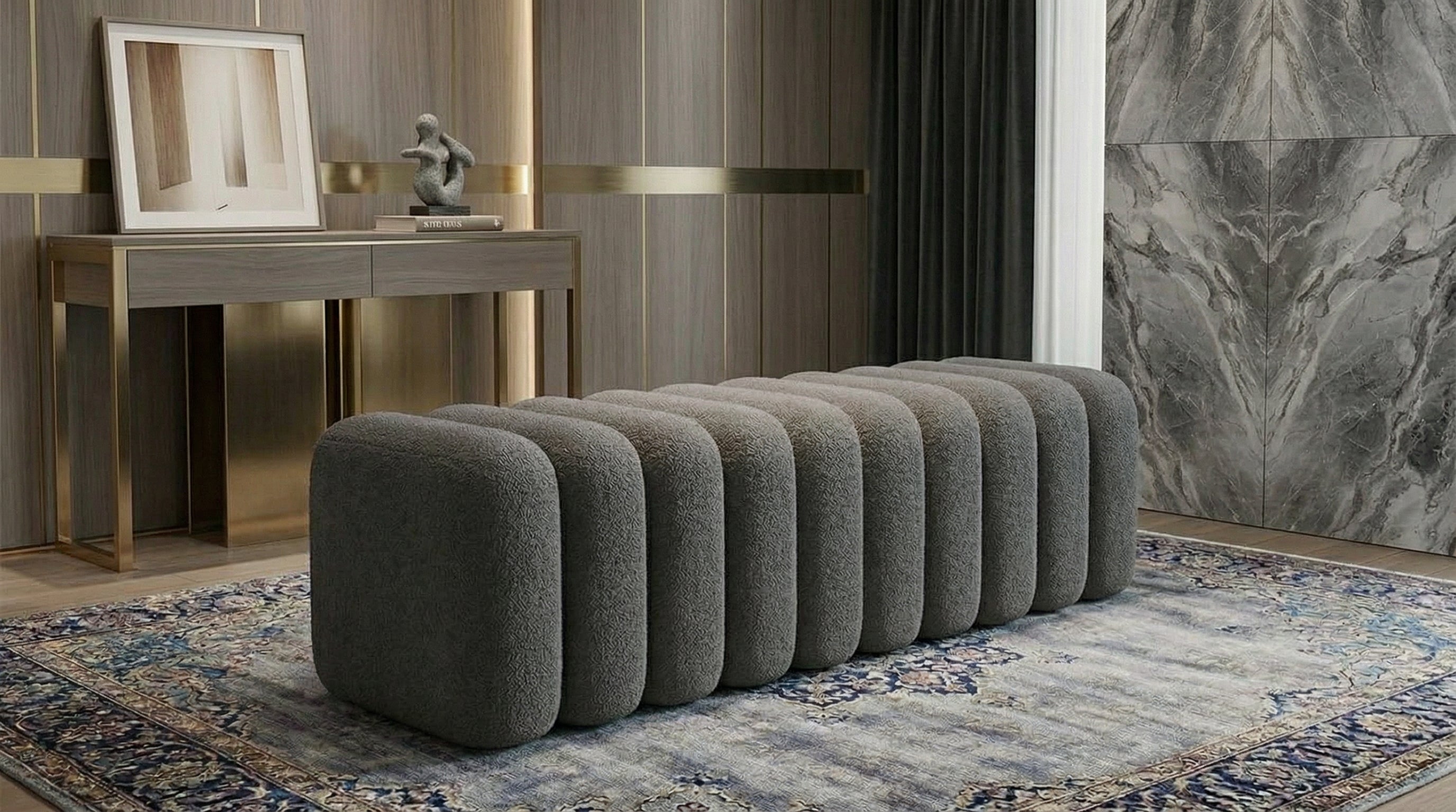 Luxury Teddy Fabric Footstool