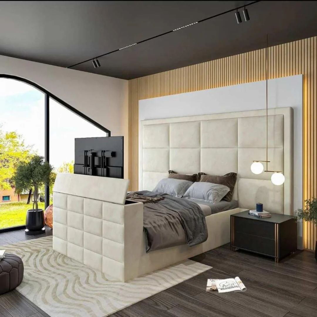 Panel Tv Bed Frame - In Built Tv Lift Mechanism