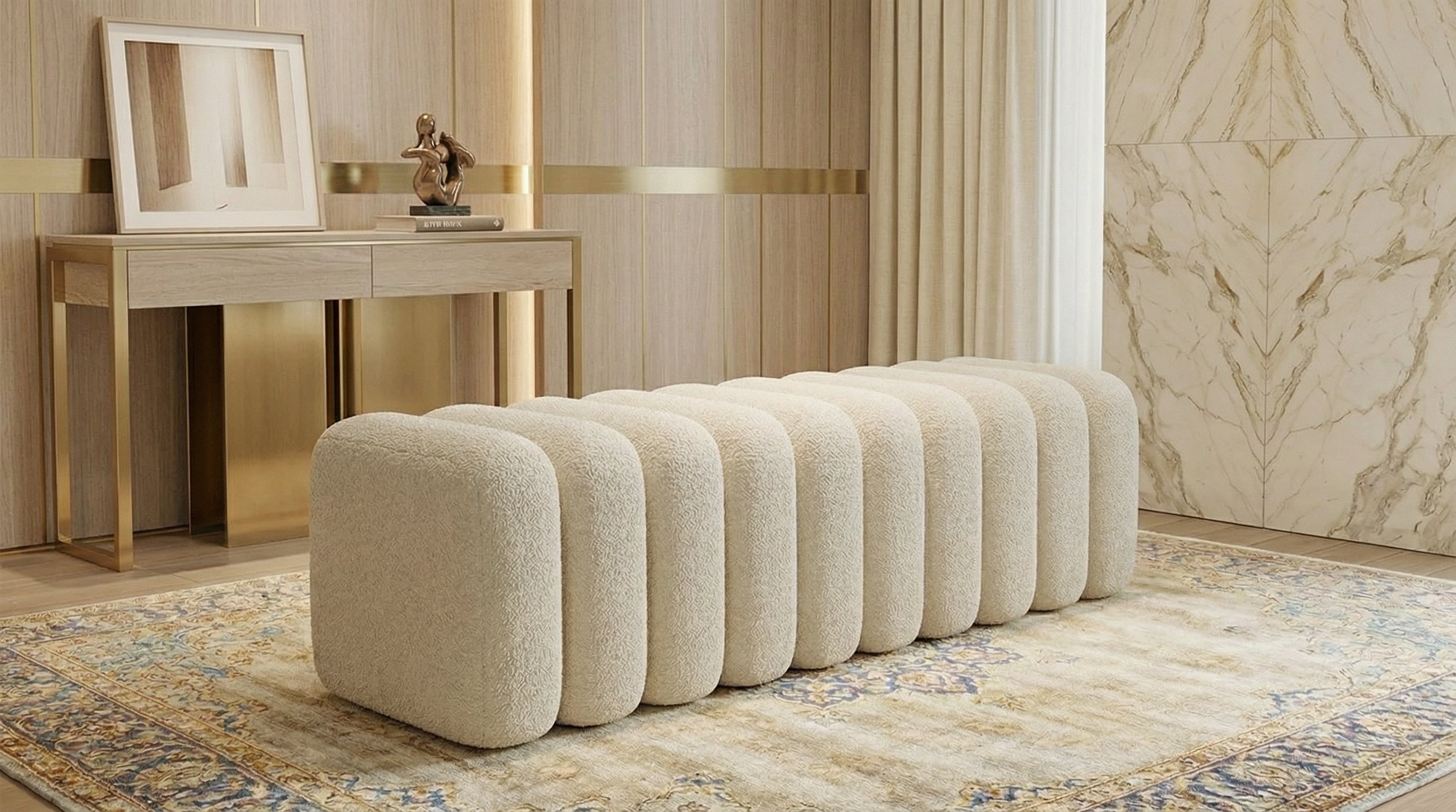 Luxury Teddy Fabric Footstool