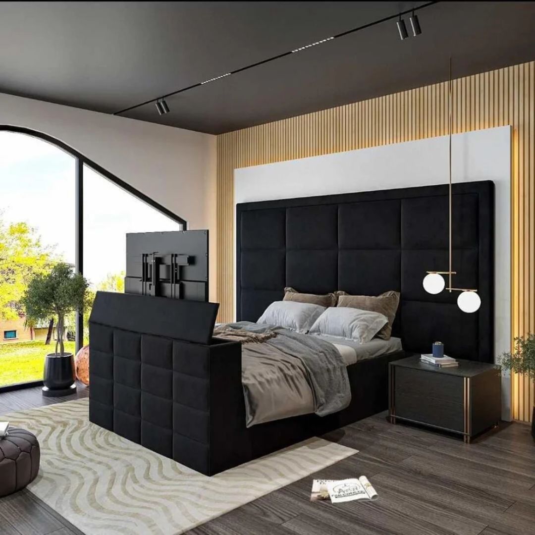 Panel Tv Bed Frame - In Built Tv Lift Mechanism