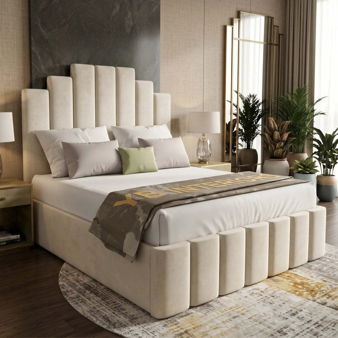 Luxury Upholstered Bed Frame – Channelled Headboard