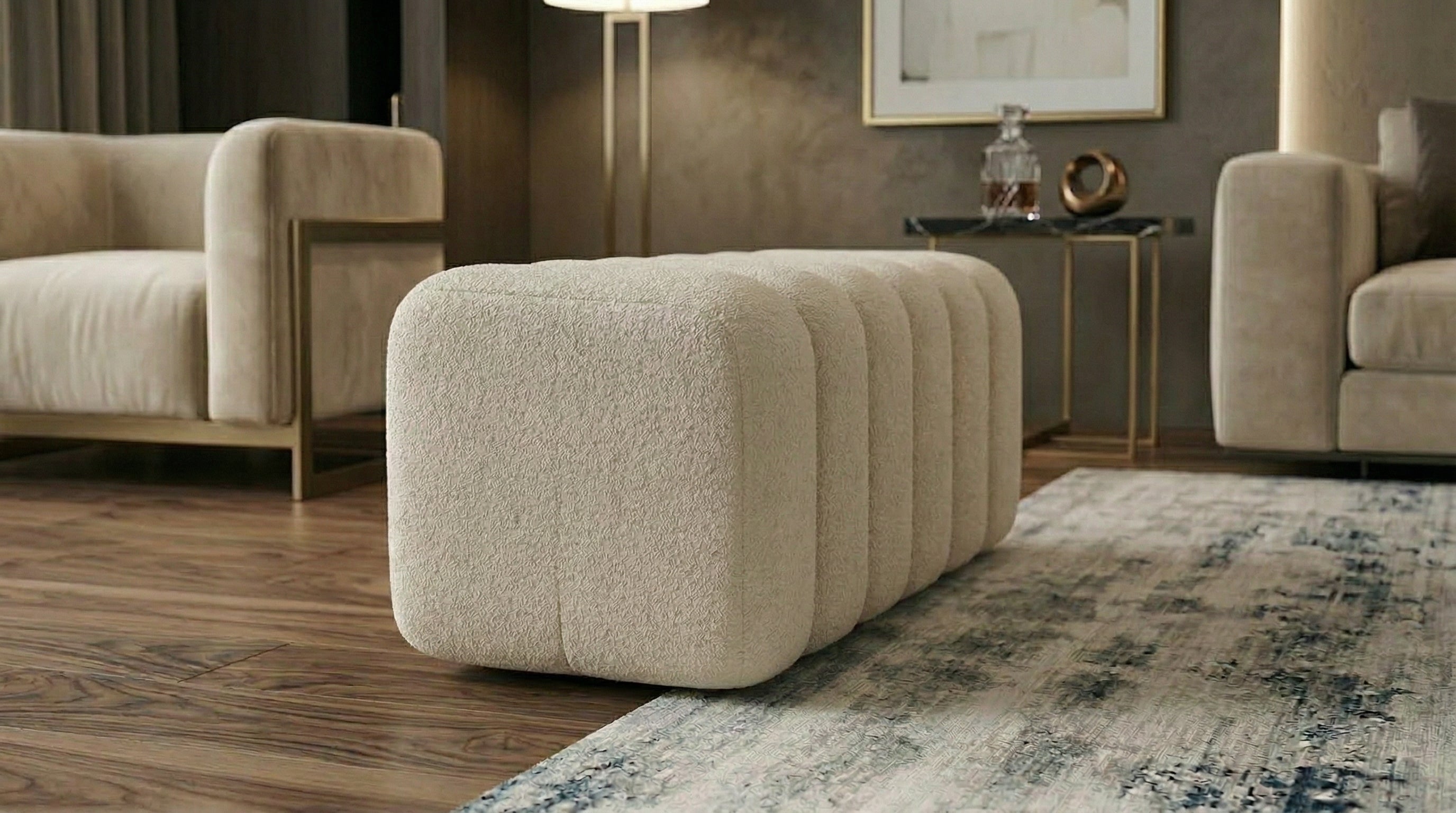 Luxury Teddy Fabric Footstool