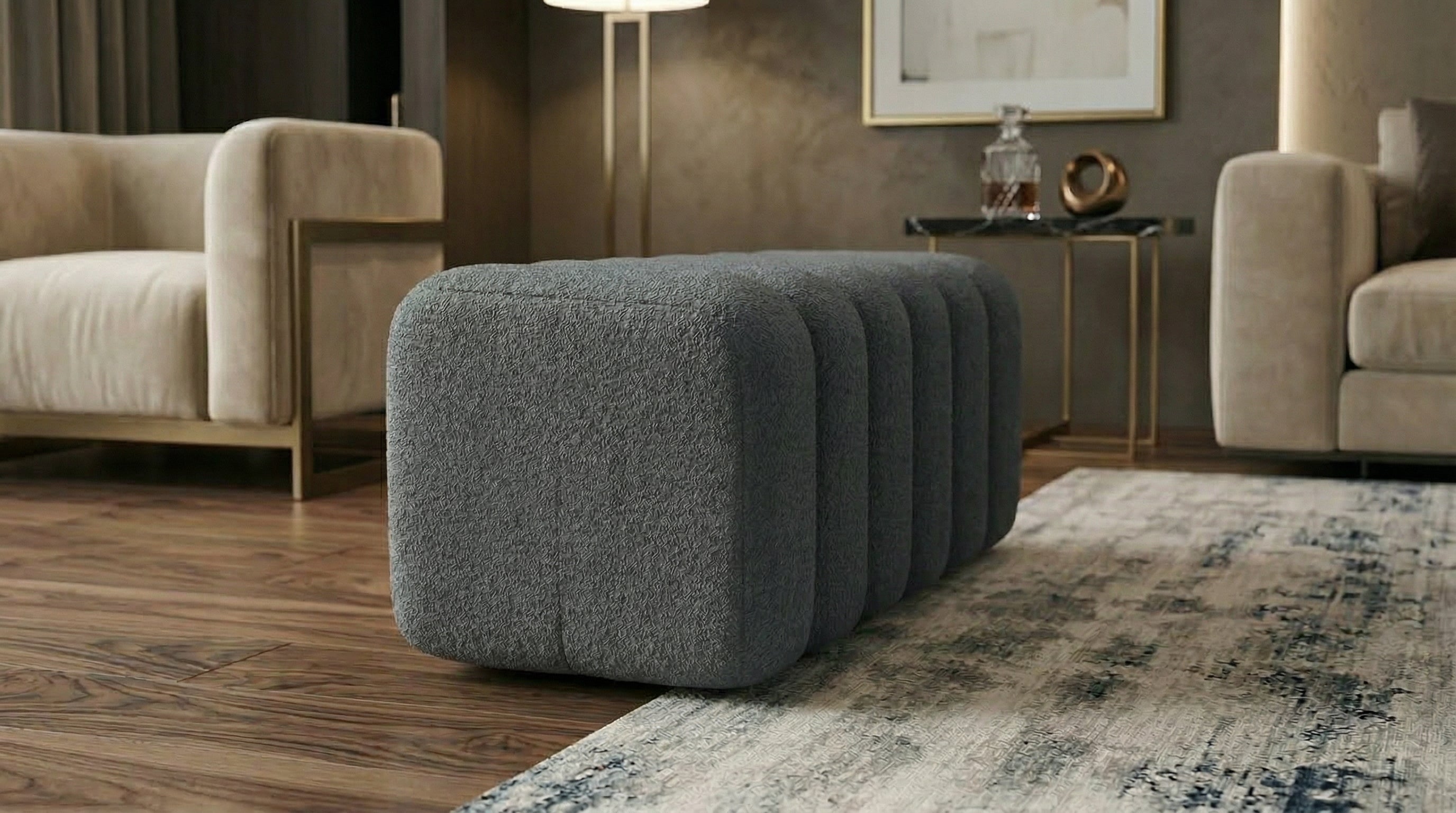 Luxury Teddy Fabric Footstool