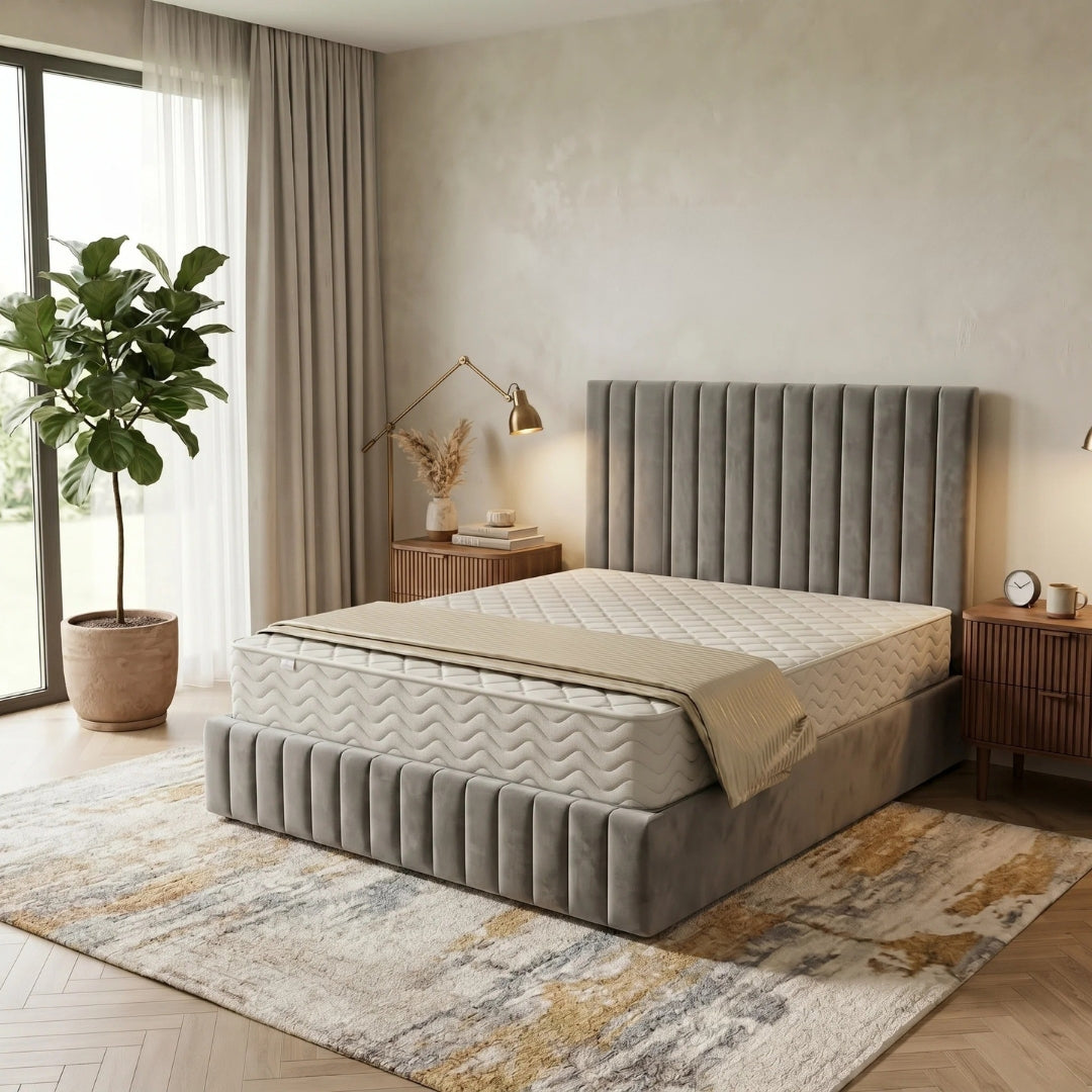 Small Double Bed Frame - Amelia Plush Velvet Bed Frame