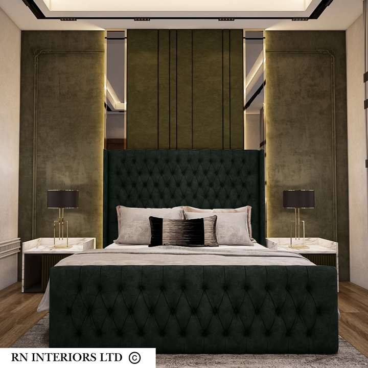 Luxurious Wingback Bed Frame - Customizable, Fast Delivery & Expert Assembly