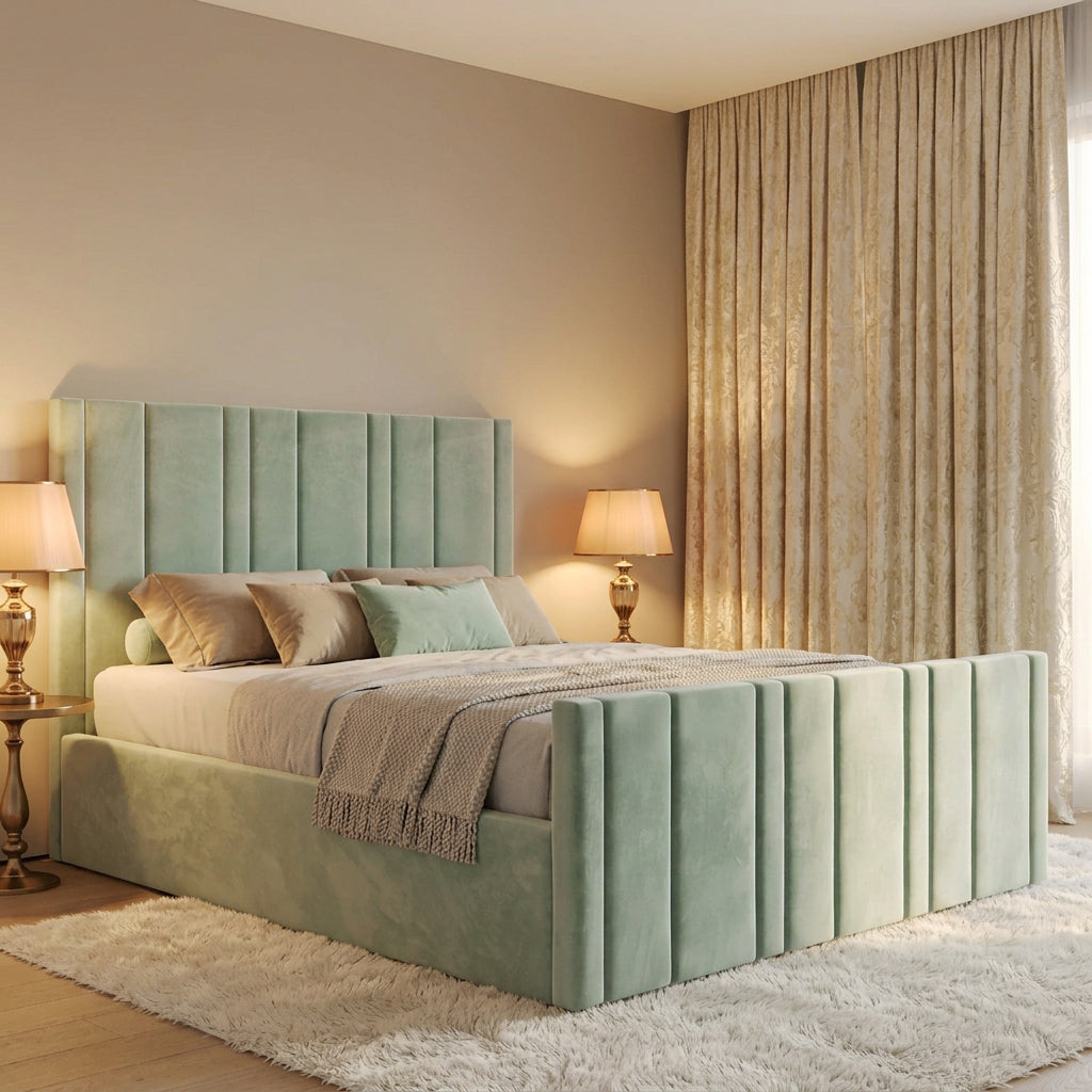 Bed With Storage Underneath | Plush Fabric Ottoman Storage Bed