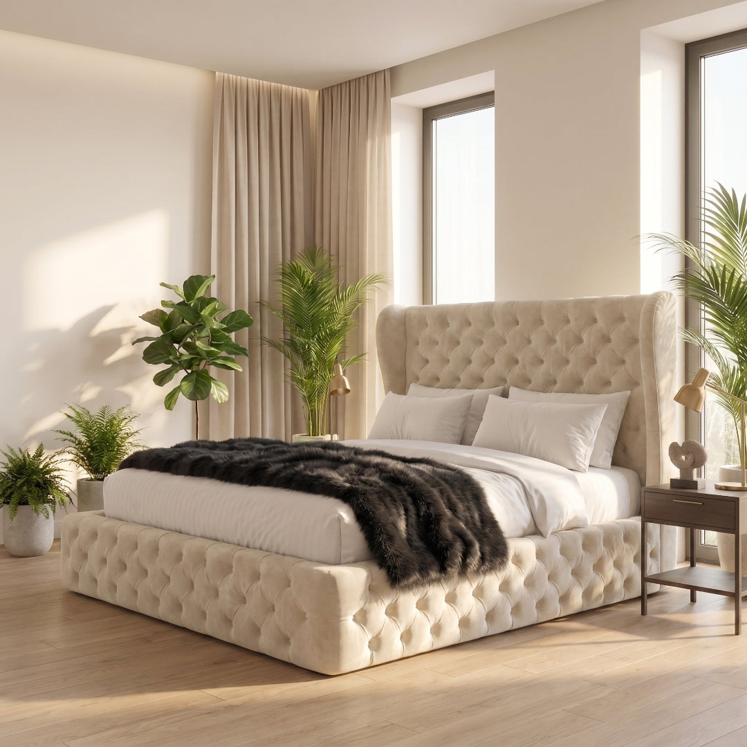 Cream Chesterfield Ambassador Bed With Mattress