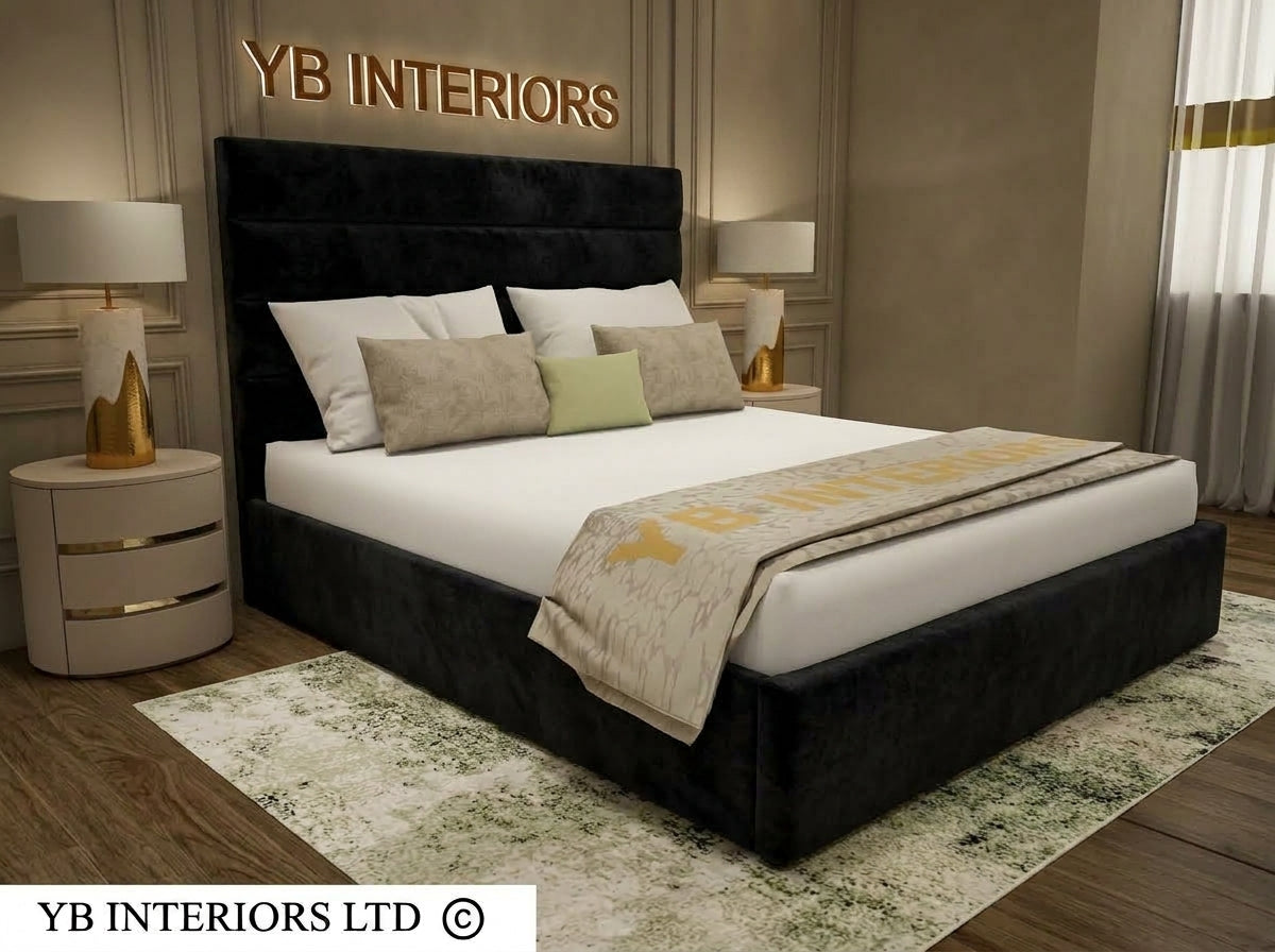 Luxury Upholstered Bed Frame – Padded Panel Headboard & Custom Sizes