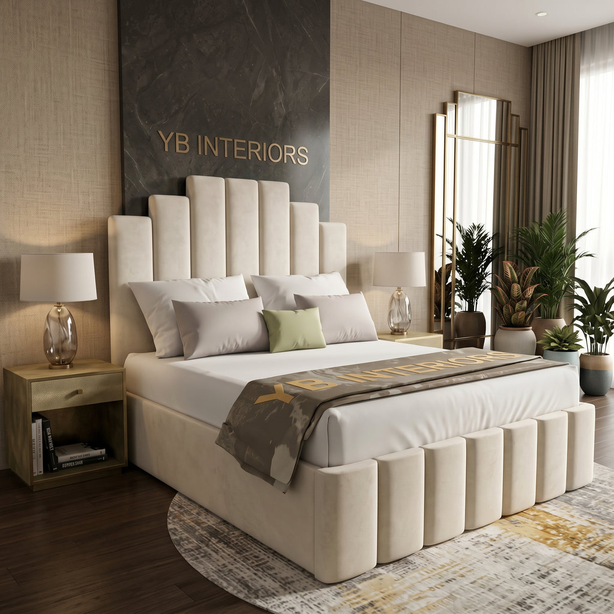 Luxury Upholstered Bed Frame – Channelled Headboard