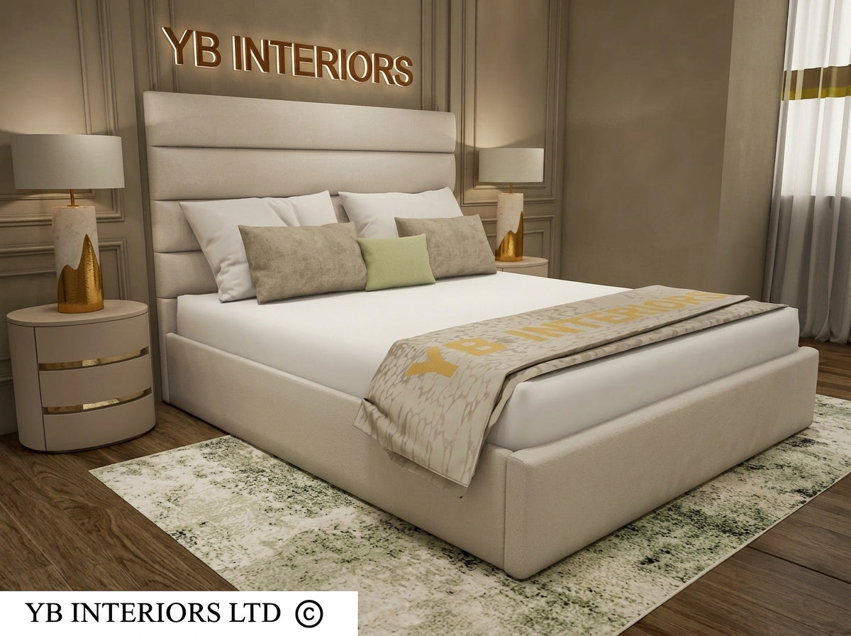 Luxury Upholstered Bed Frame – Padded Panel Headboard & Custom Sizes
