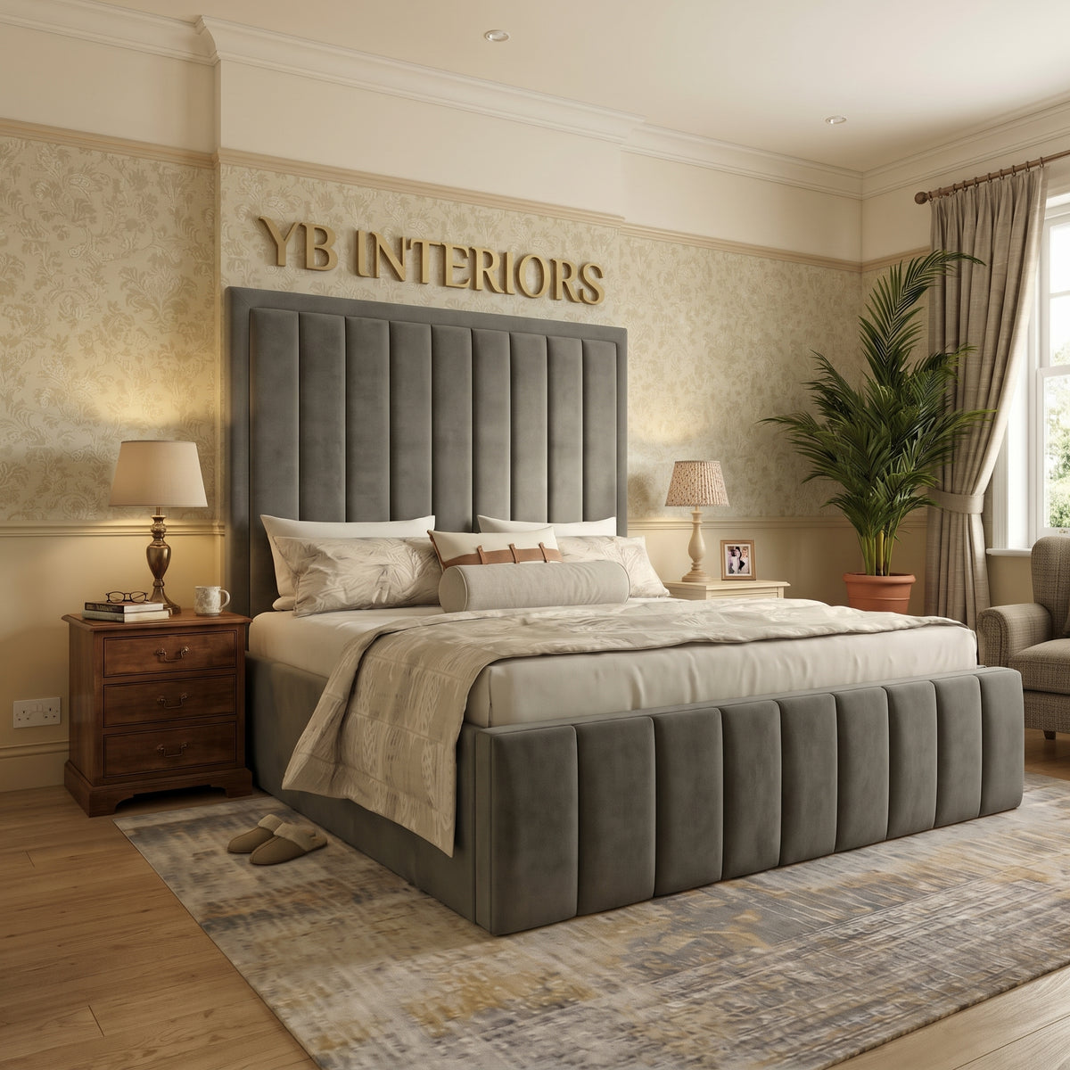 Elegant Upholstered Liner Bed Frame - Customizable Comfort and Luxury