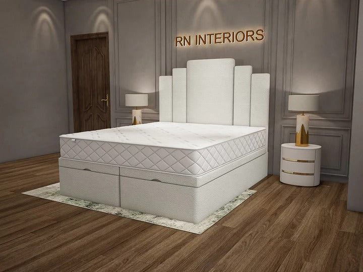 Double Divan Bed with Mattress - 2025 Windsor Rise Divan Bed Cream