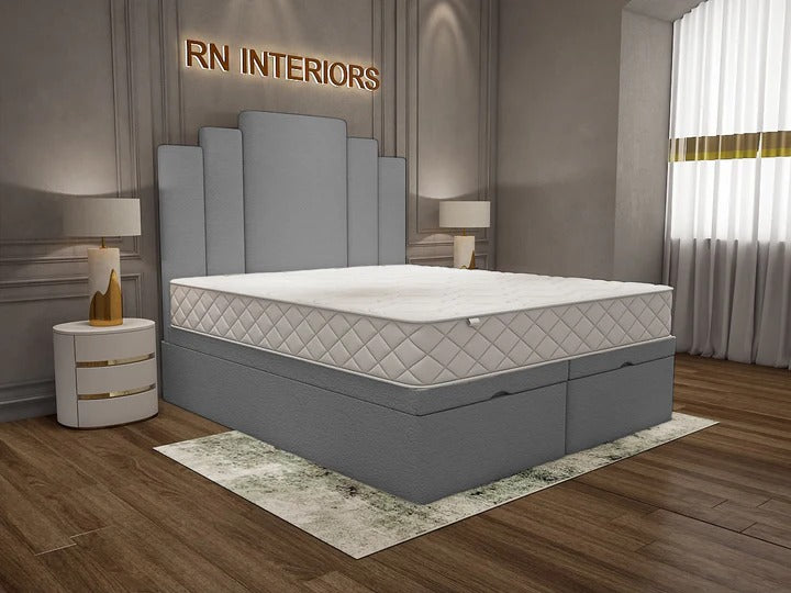 Double Divan Bed with Mattress - 2025 Windsor Rise Divan Bed Side Grey