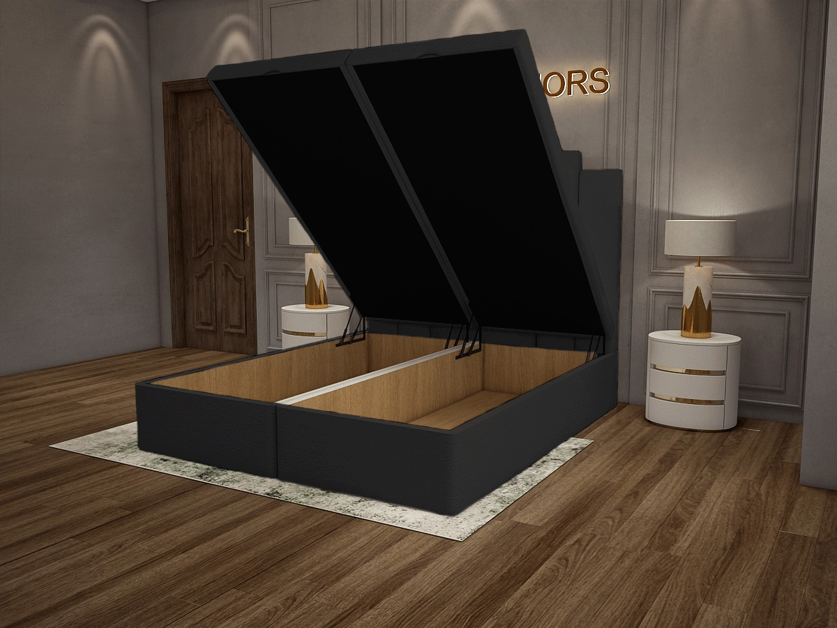 Double Divan Bed with Mattress - 2025 Windsor Rise Divan Ottoman Bed Frame Black