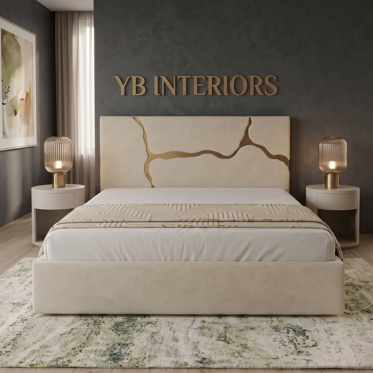 Upholister Designer Bed Frame- Customizable in all Sizes and Color