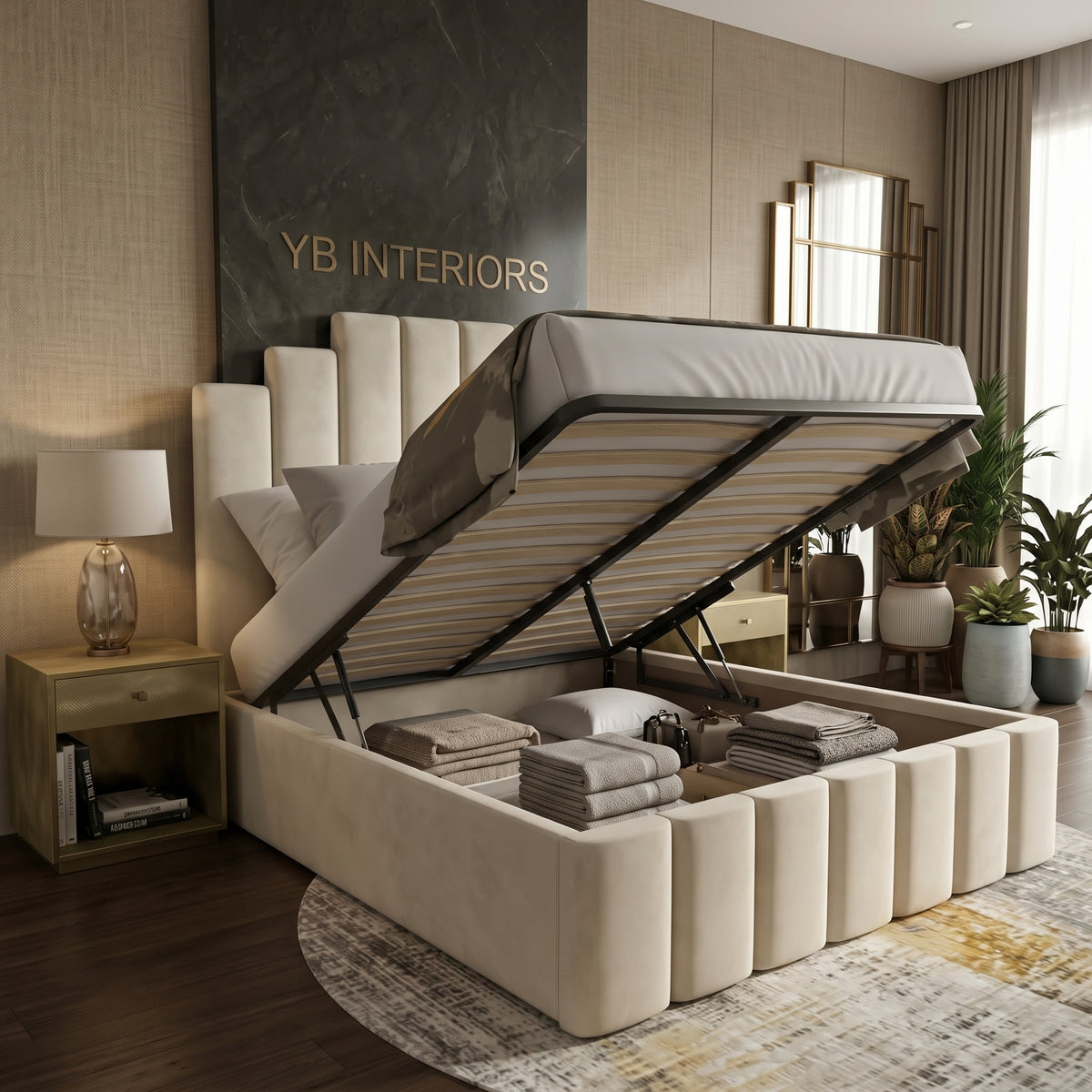 Luxury Upholstered Bed Frame – Channelled Headboard