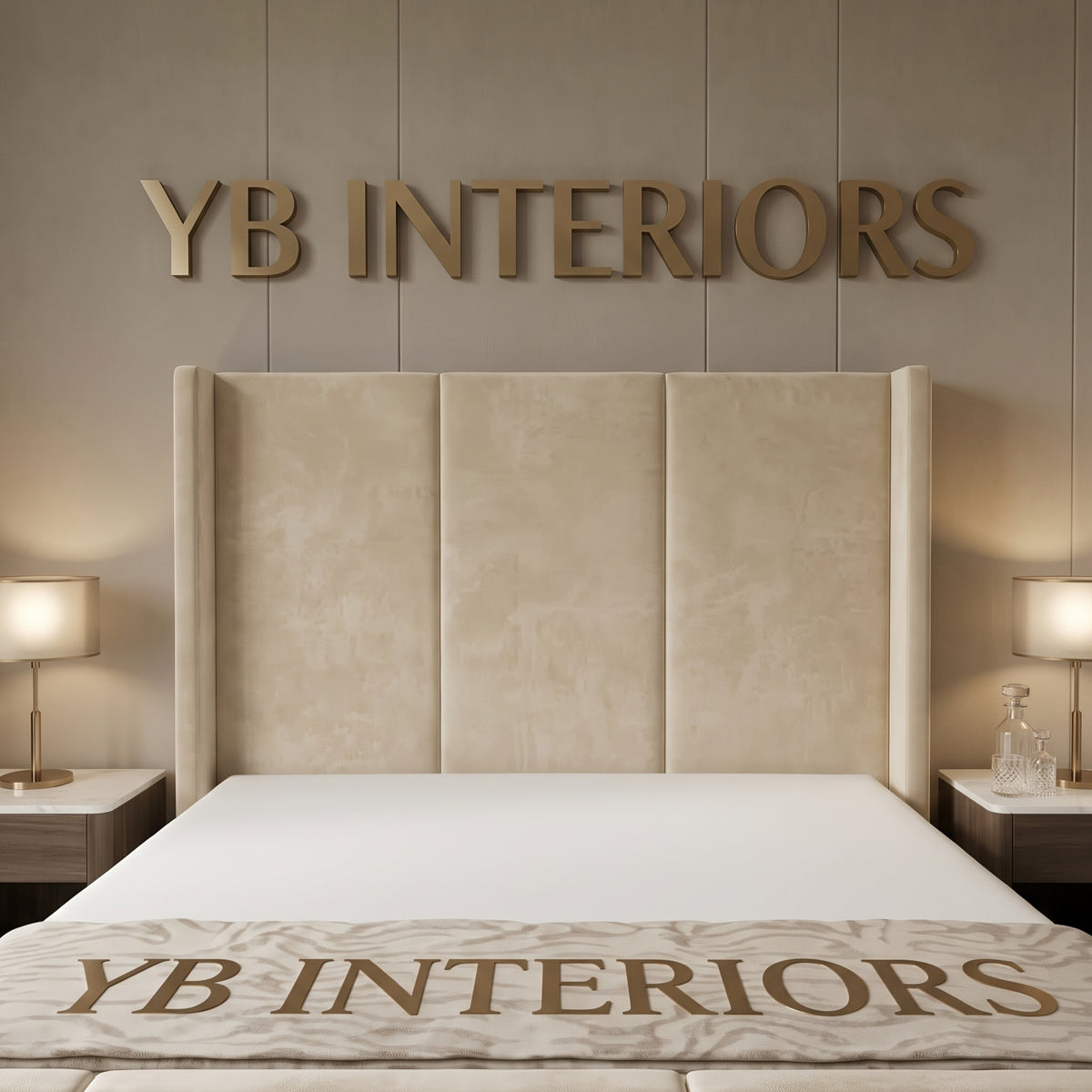 King Size Bed Frame - Liner Wingback Bed Frame