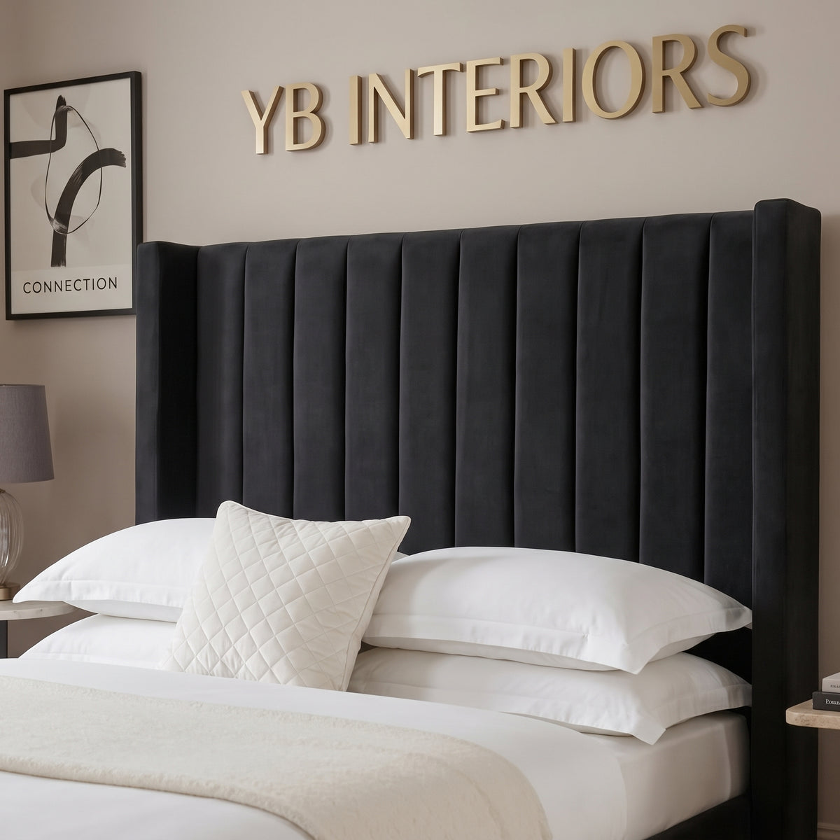 Ashel Wingback Bed Frame With Optional Storage & Mattress