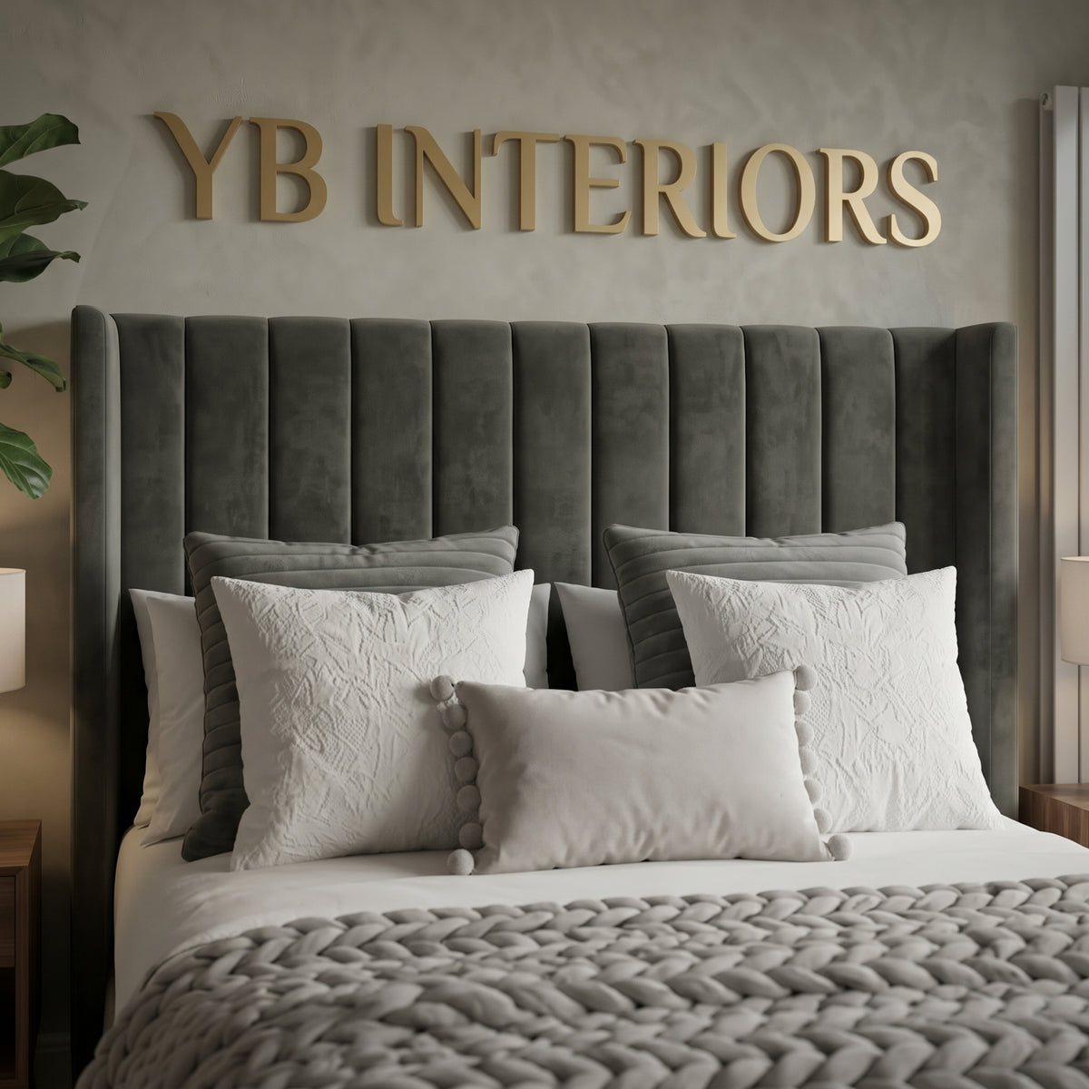 Wing Panel Sleigh Solid Wood Bed Frame