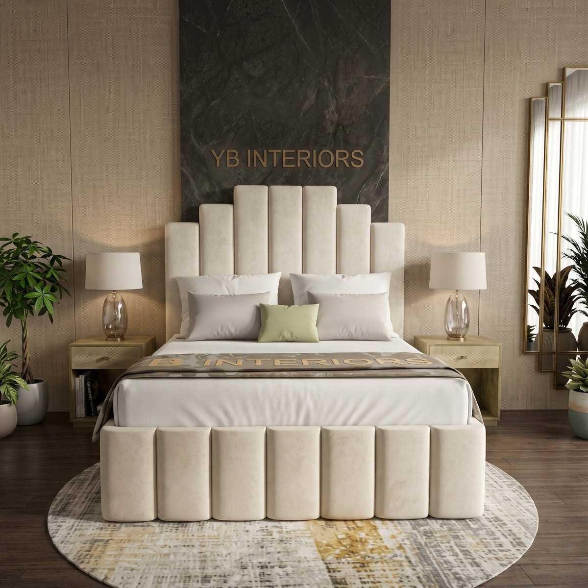Luxury Upholstered Bed Frame – Channelled Headboard