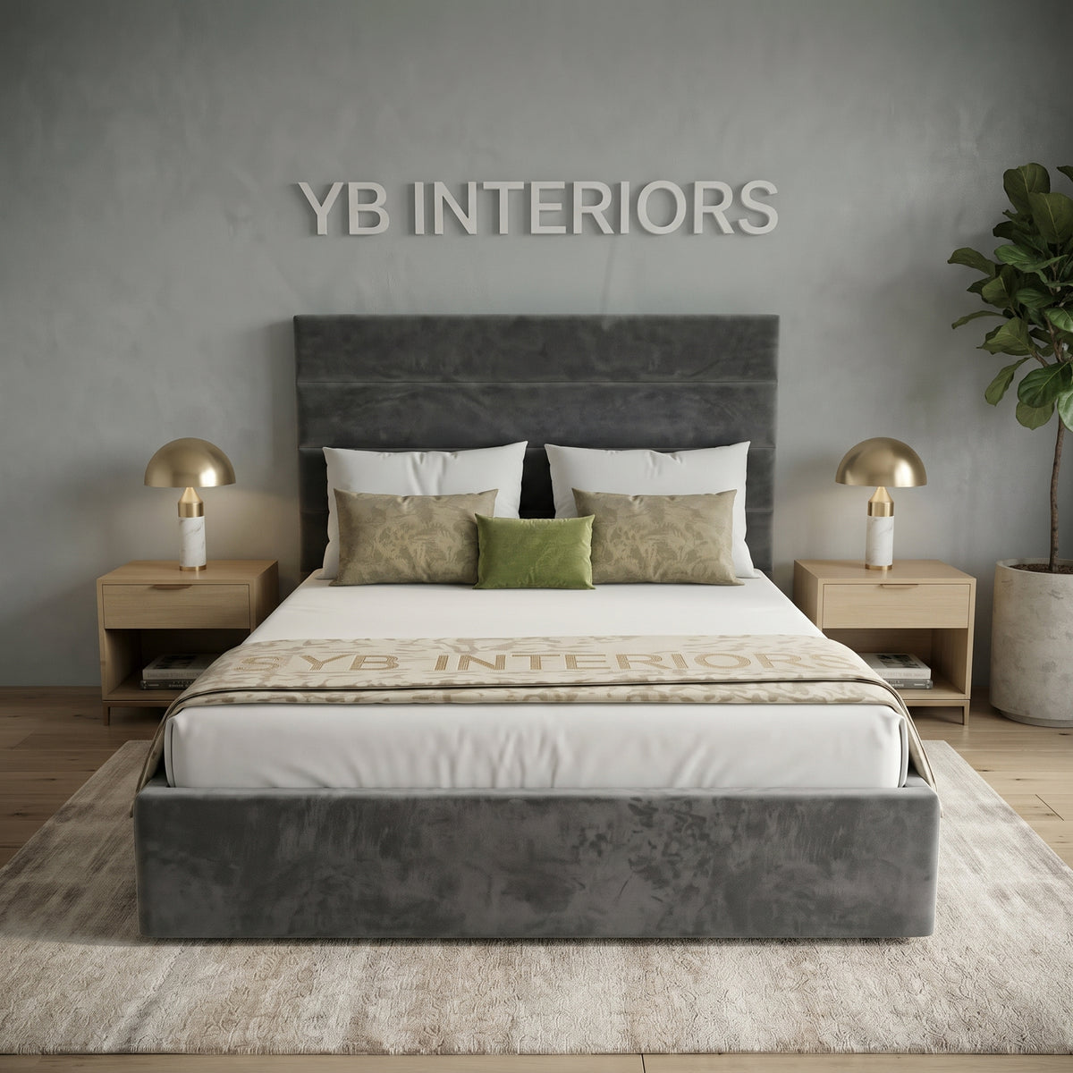 Luxury Upholstered Bed Frame – Padded Panel Headboard & Custom Sizes