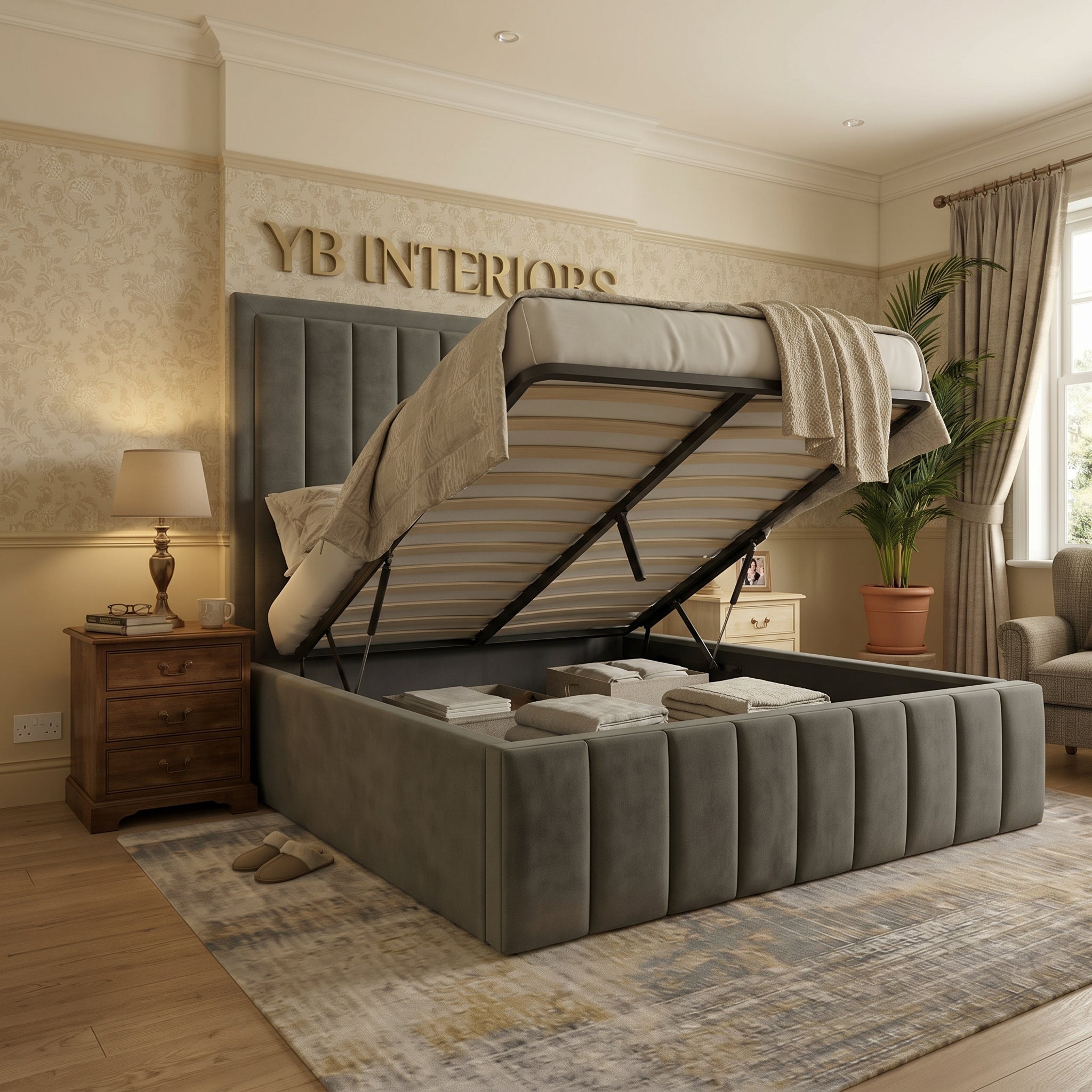 Elegant Upholstered Liner Bed Frame - Customizable Comfort and Luxury