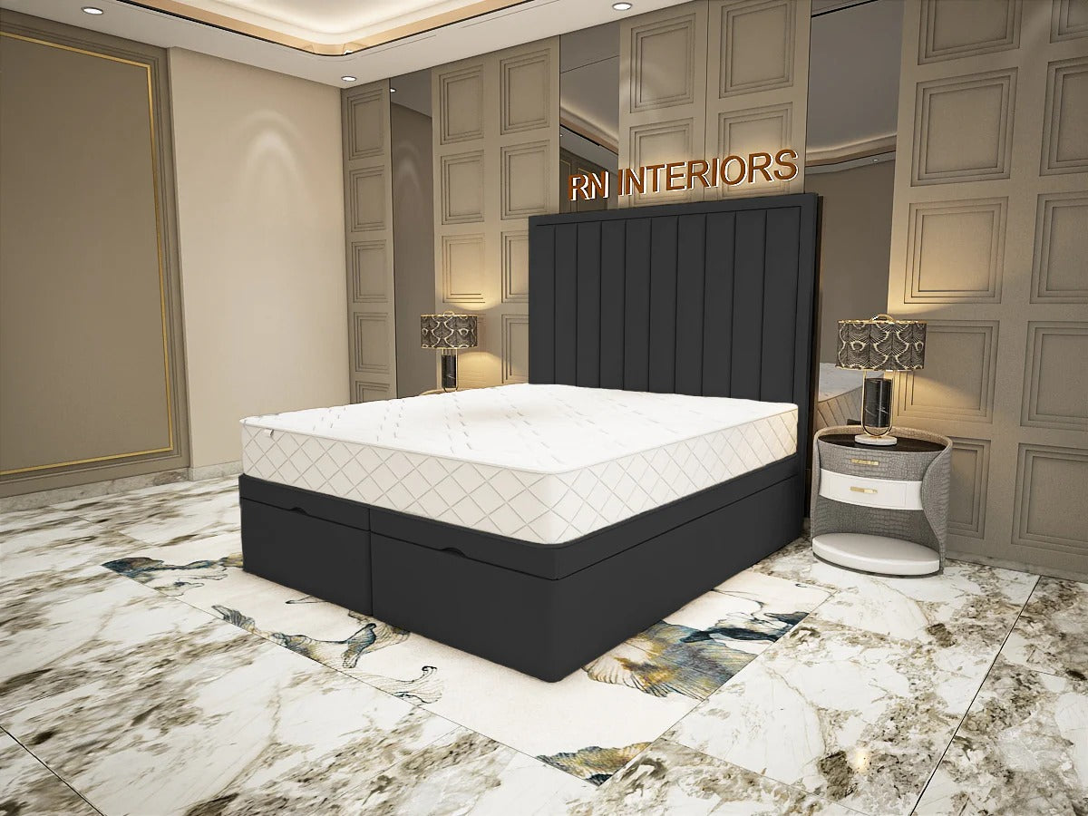 King Size Divan Bed - Aurora Rise Divan Bed Black