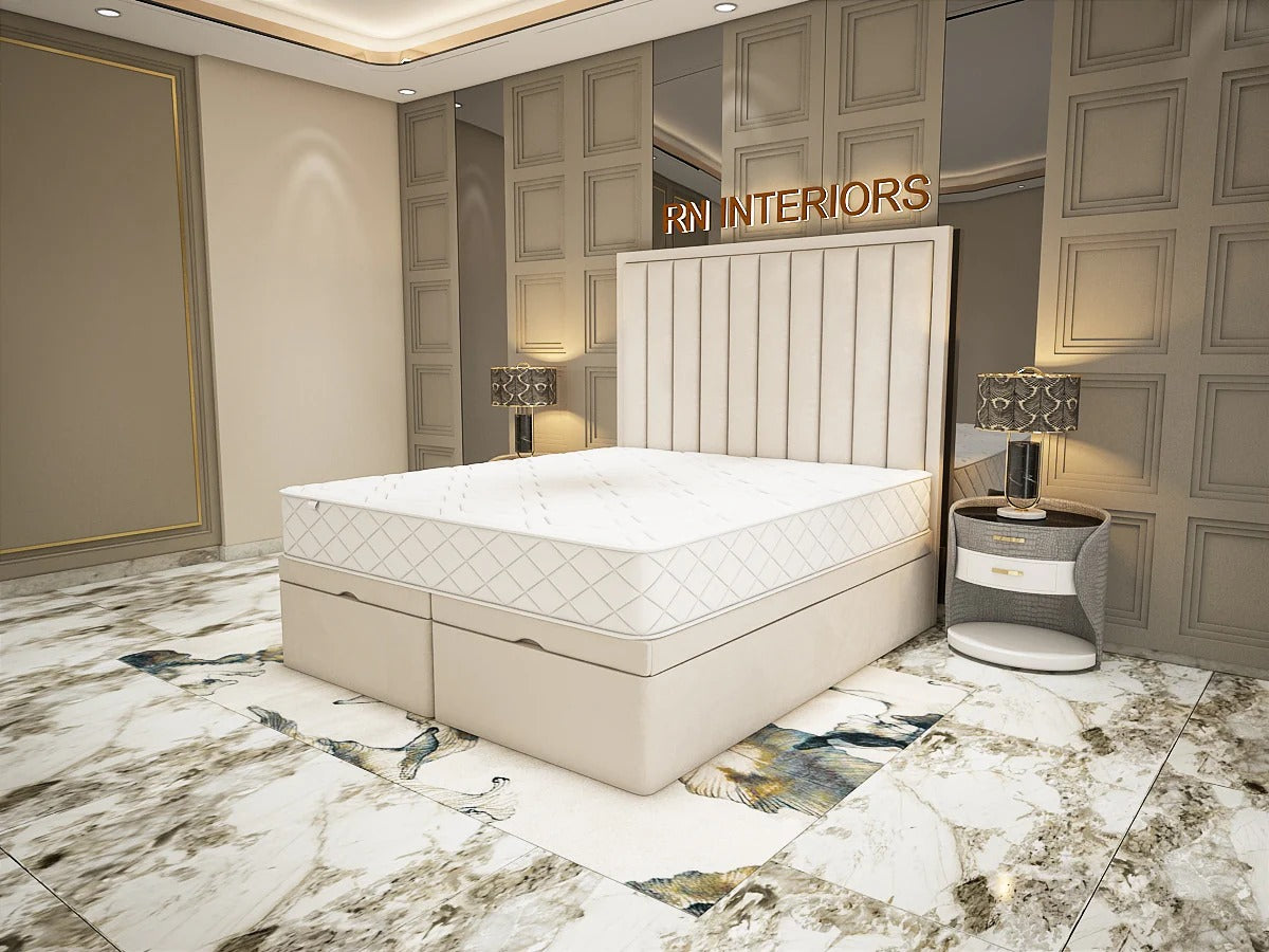 King Size Divan Bed - Aurora Rise Divan Bed Cream