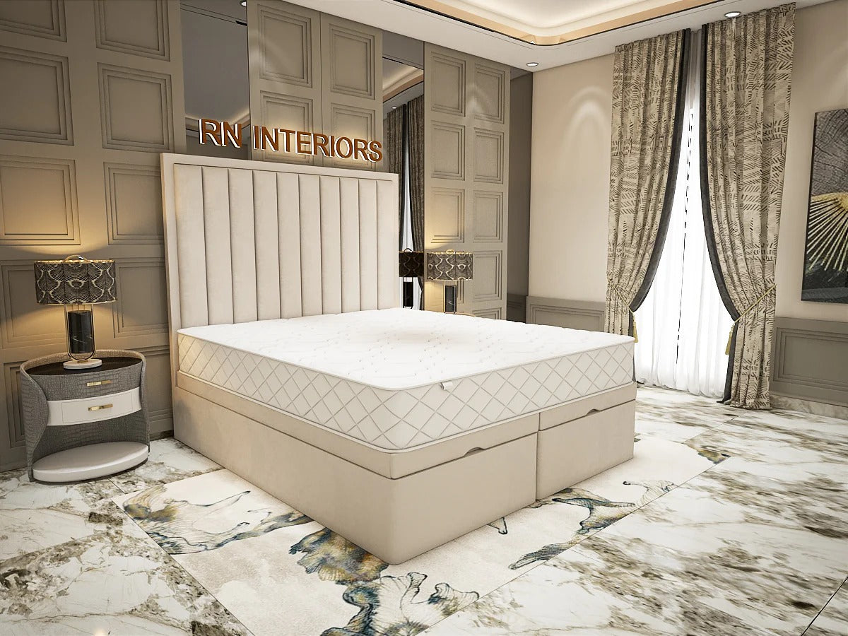 King Size Divan Bed - Aurora Rise Divan Bed Frame Side Cream