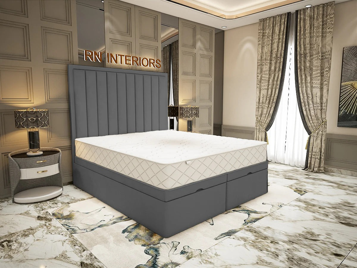 King Size Divan Bed - Aurora Rise Divan Bed Frame Side Grey