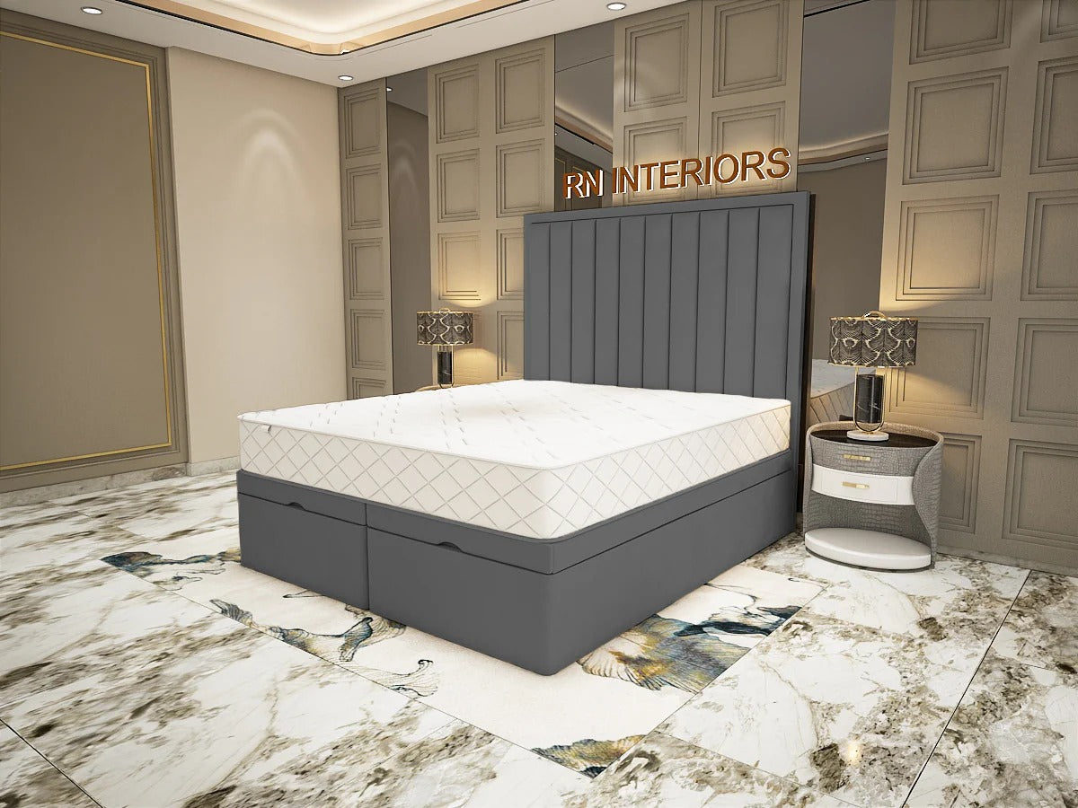 King Size Divan Bed - Aurora Rise Divan Bed Gray