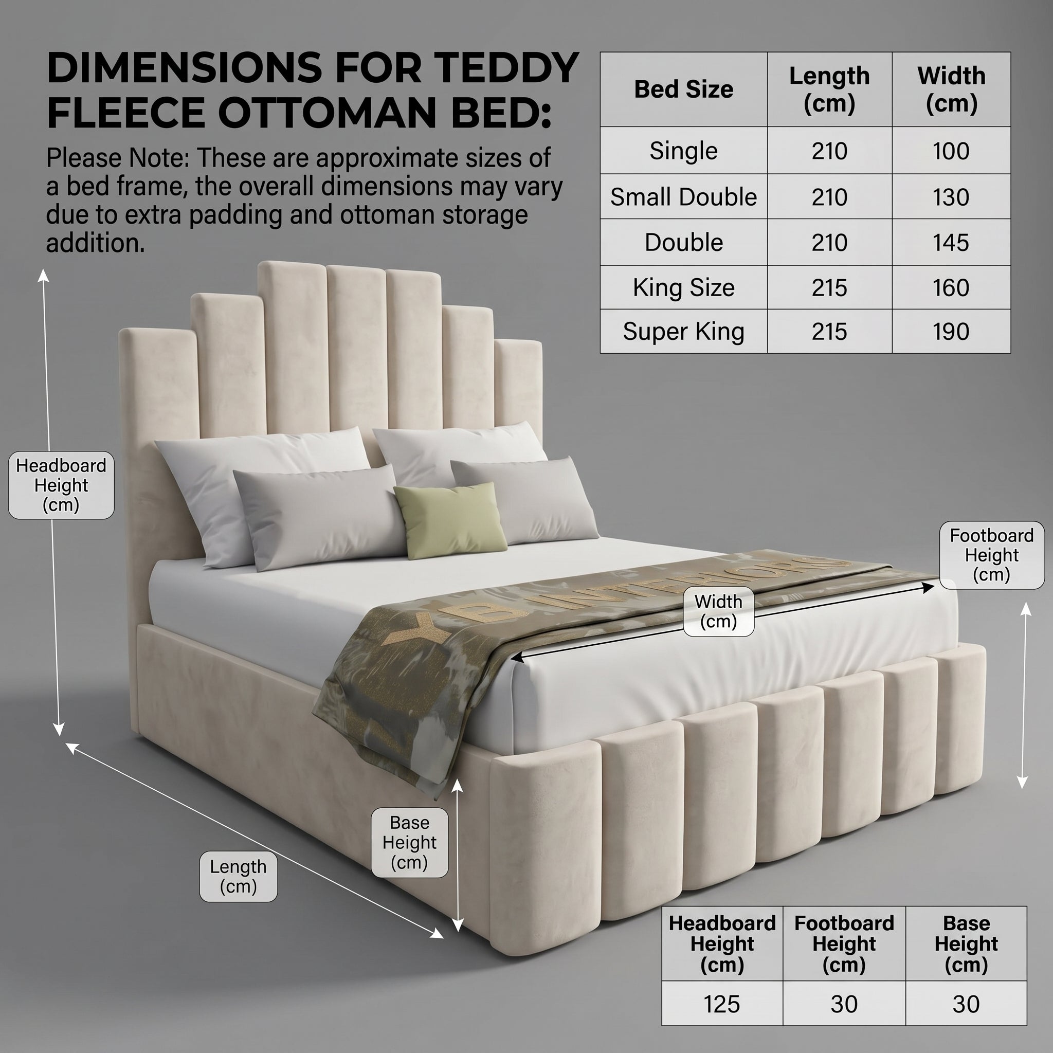 Luxury Upholstered Bed Frame – Channelled Headboard