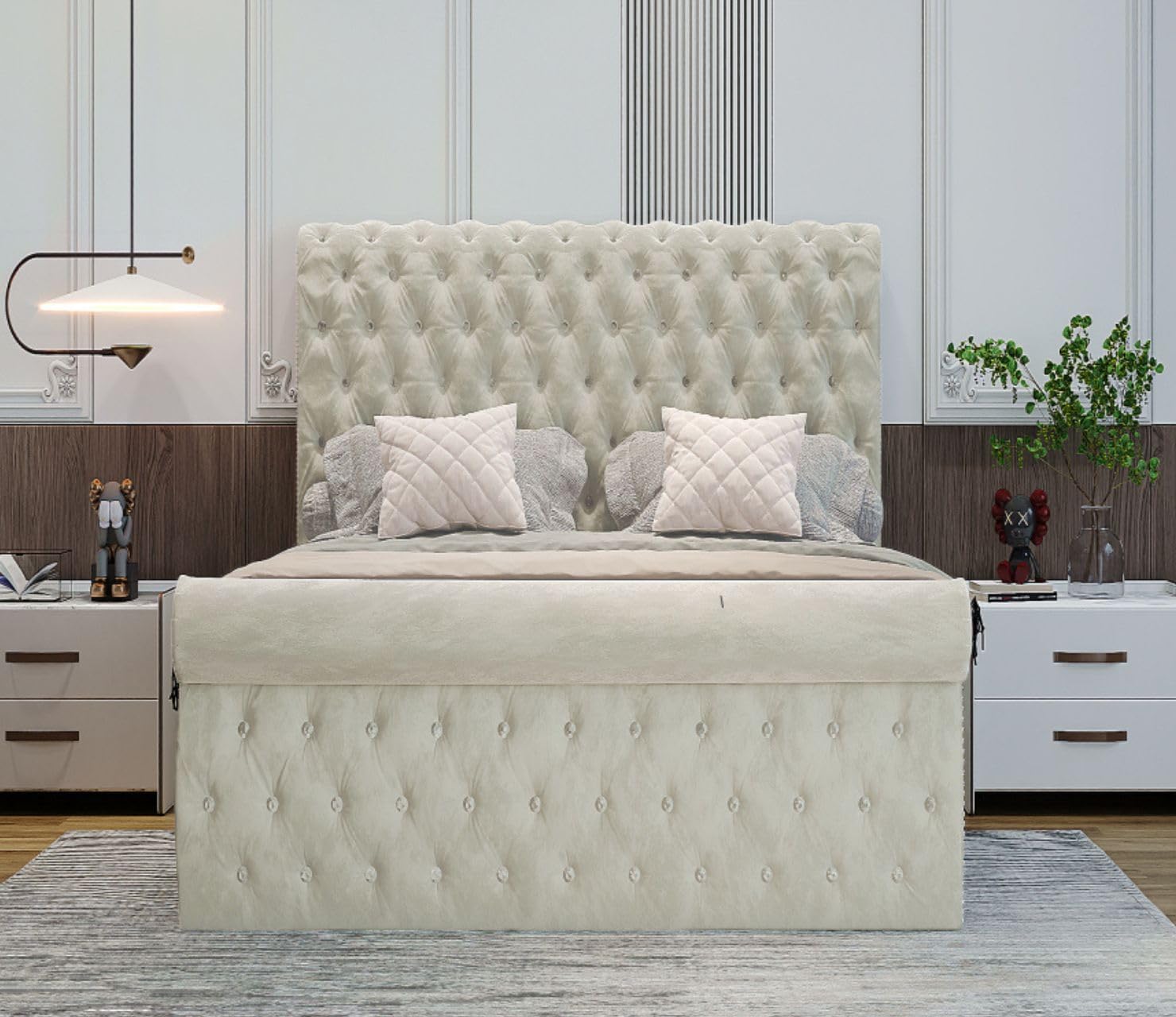 Luxurious Tufted Grey Double Bed Frame 2