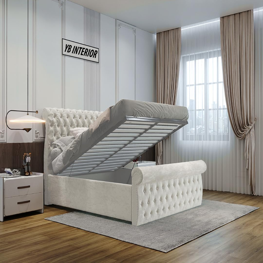 Luxurious_Tufted_Grey_Double_Bed_Frame 5
