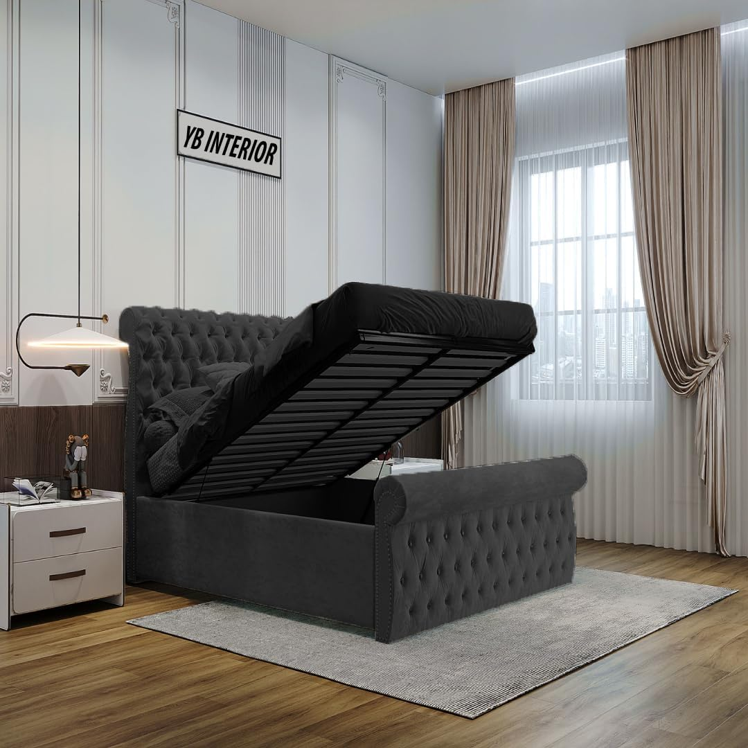 Luxurious_Tufted_Grey_Double_Bed_Frame 6