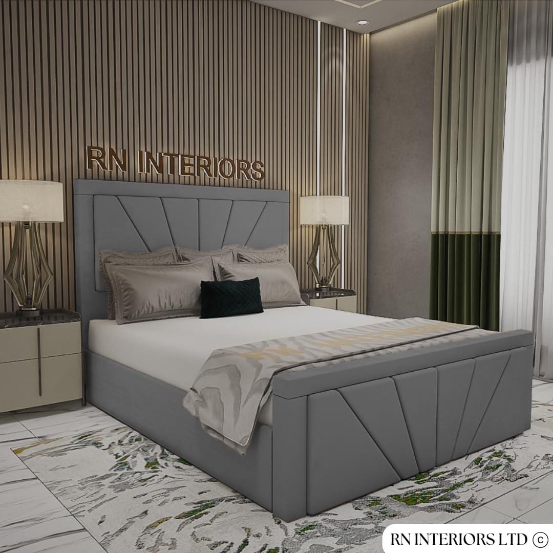 Modern Upholstered Bed Frame with Geometric Design