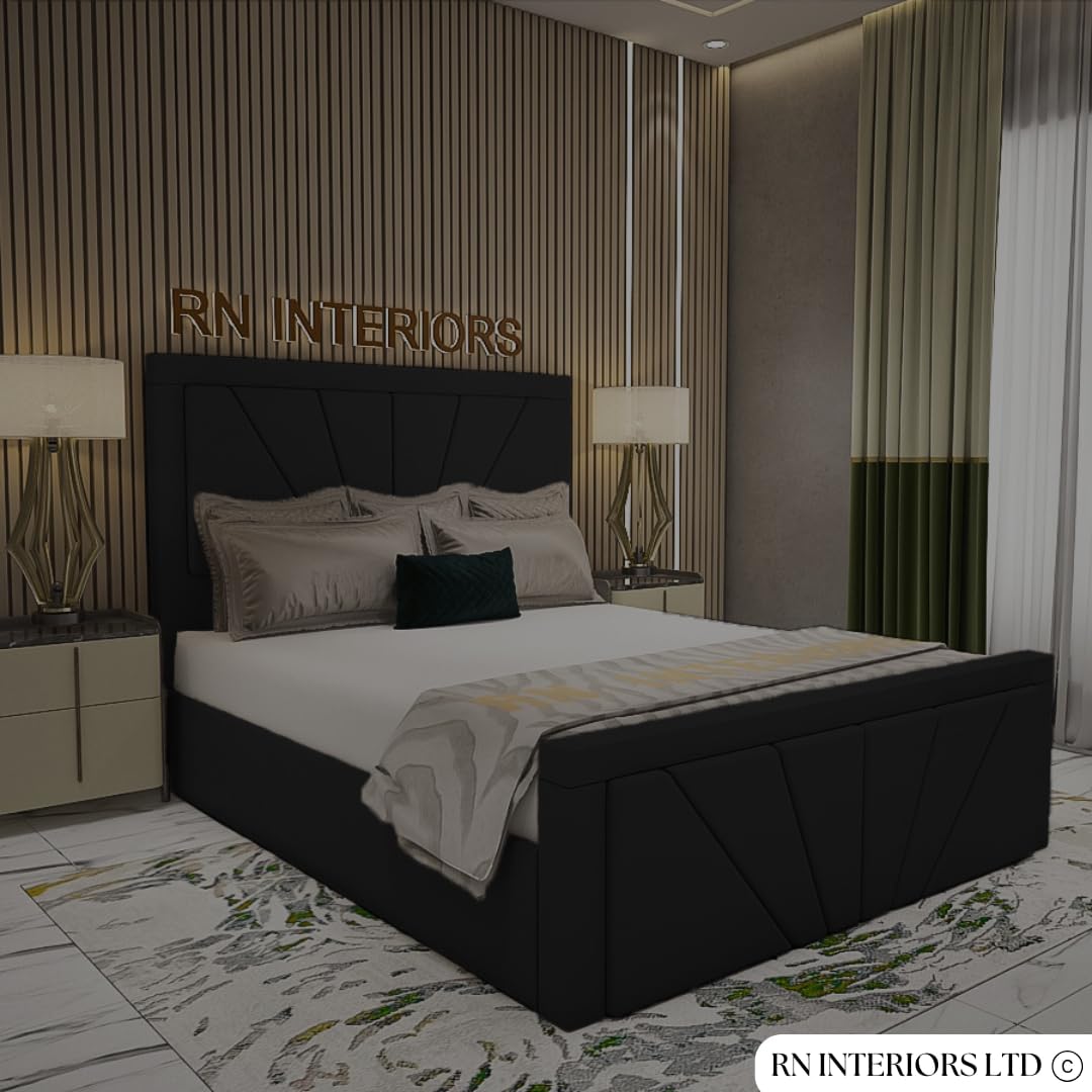 Modern Upholstered Bed Frame with Geometric Design
