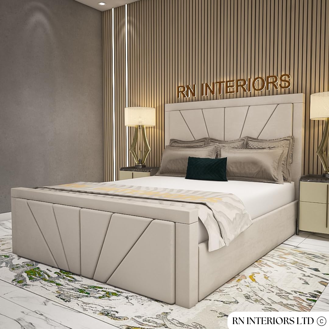 Modern Upholstered Bed Frame with Geometric Design