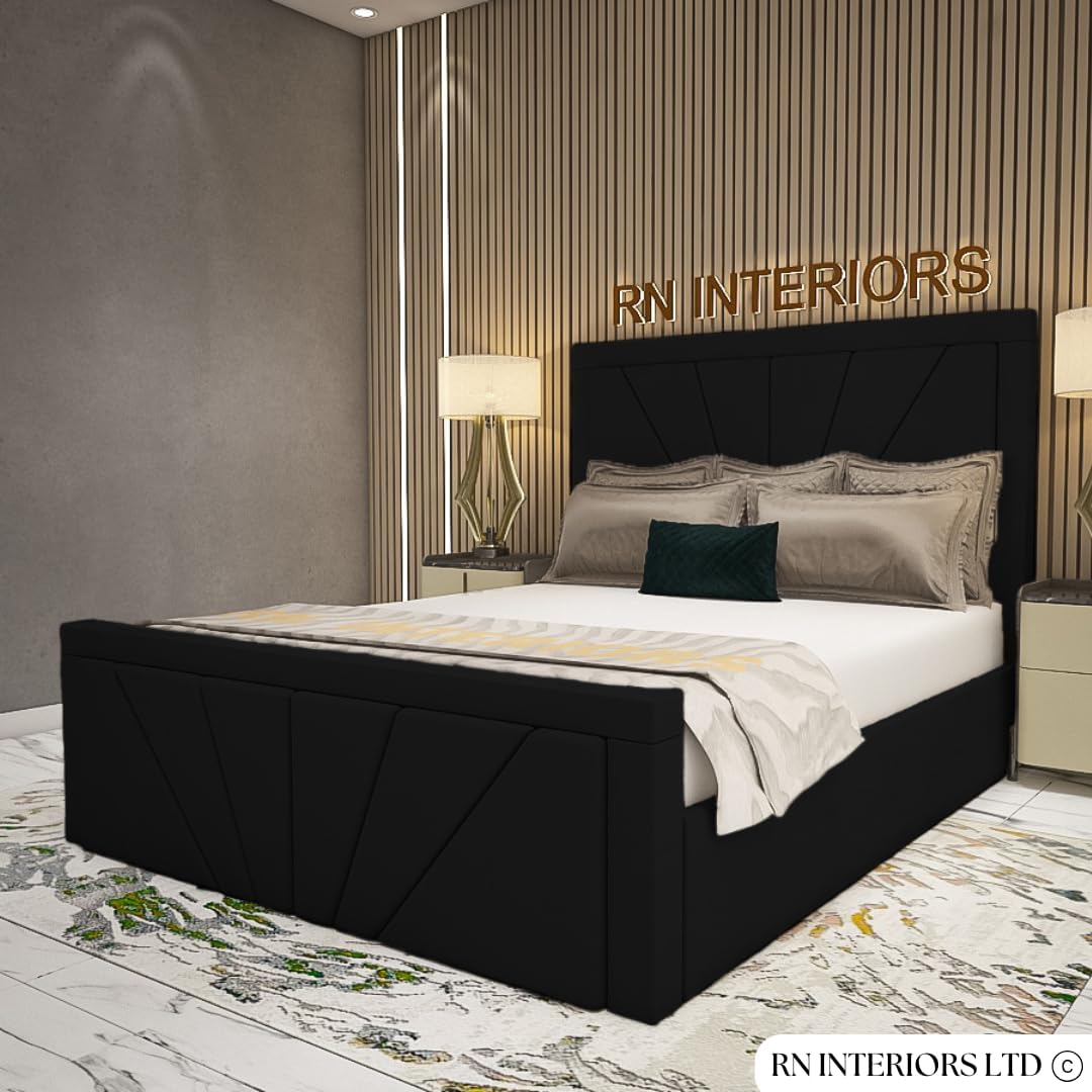 Modern Upholstered Bed Frame with Geometric Design