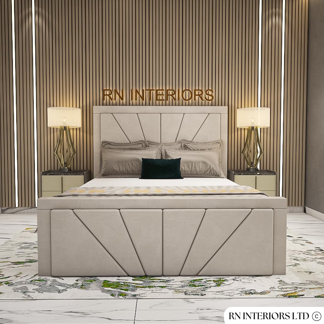 Modern Upholstered Bed Frame with Geometric Design