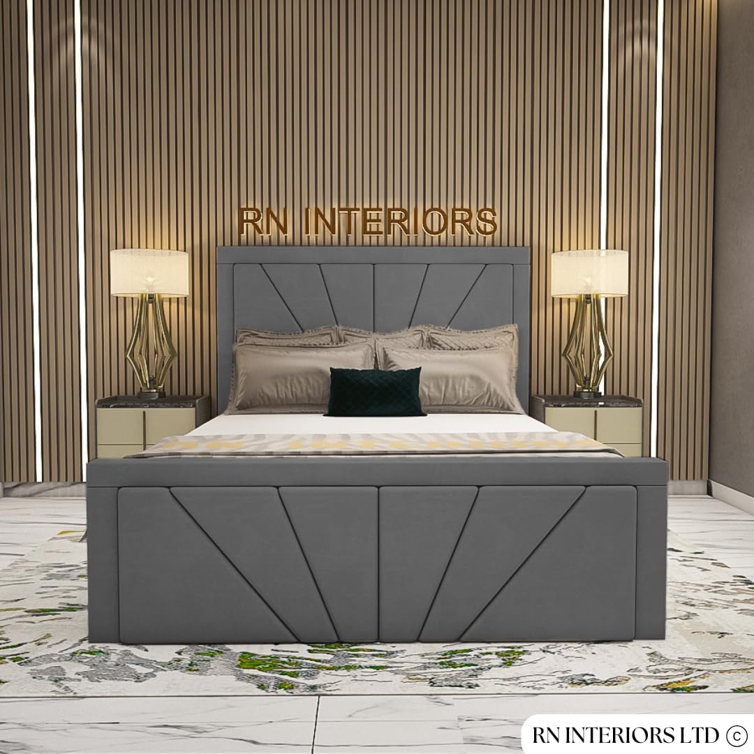 Modern Upholstered Bed Frame with Geometric Design