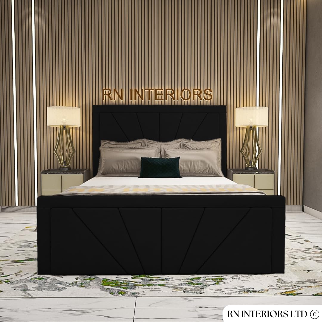 Modern Upholstered Bed Frame with Geometric Design
