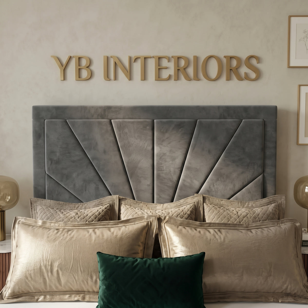 Modern Upholstered Bed Frame with Geometric Design