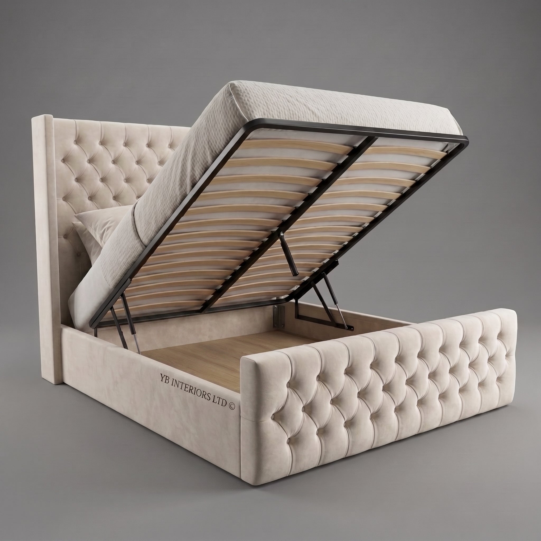 Tufted Upholstered Double Bed Frame